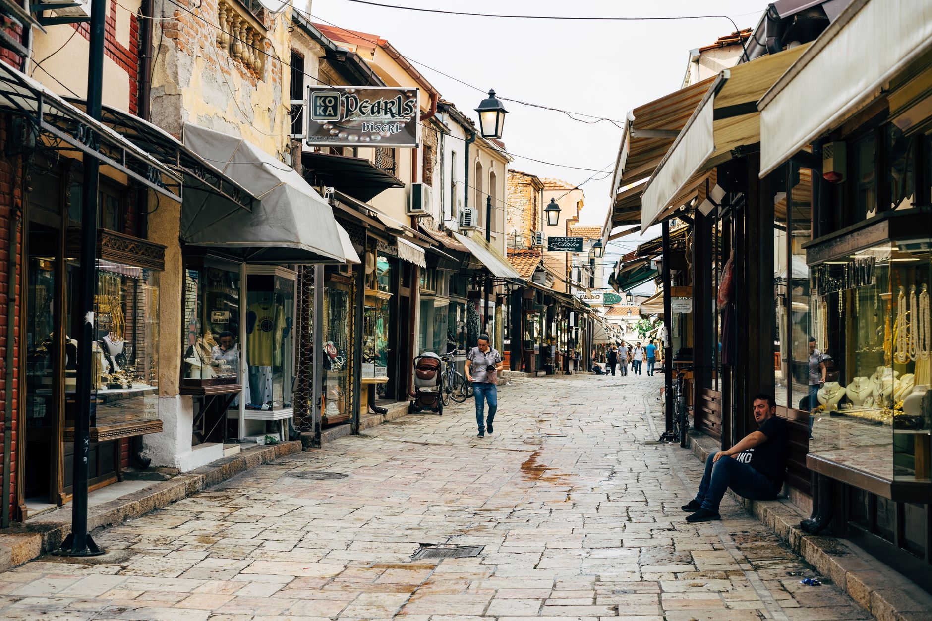 Explore the bustling atmosphere of the Old Bazaar in Skopje, North Macedonia.